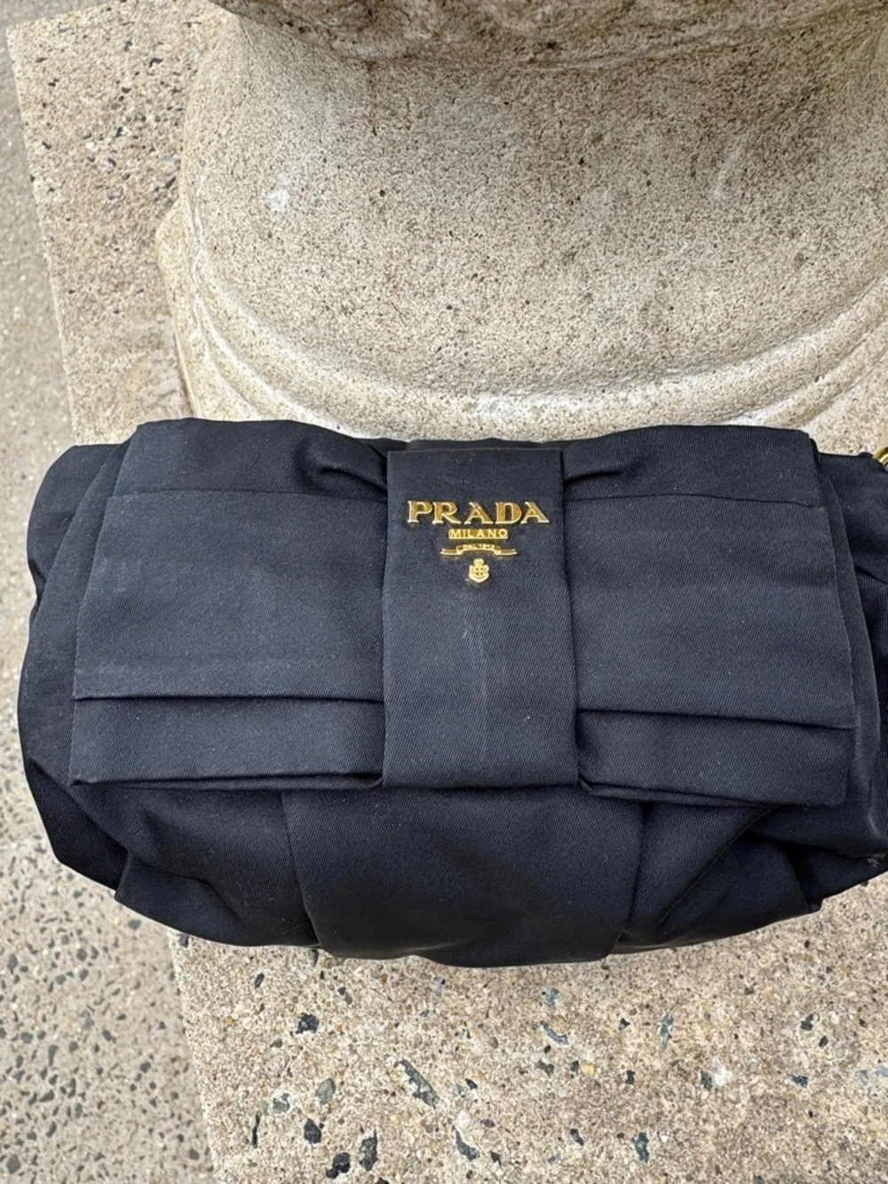 Prada Tessuto Nylon Bow Wristlet featuring a bow accent and gold tone hardware - Picture 15 of 16